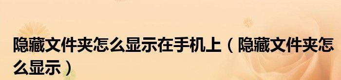 手机隐藏文件夹设置及显示方法（保护个人隐私）  第1张