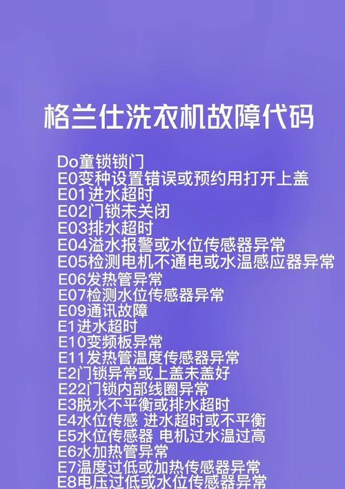 格兰仕滚筒洗衣机故障E2及解决方法（探究格兰仕滚筒洗衣机故障E2的原因以及解决方案）  第3张